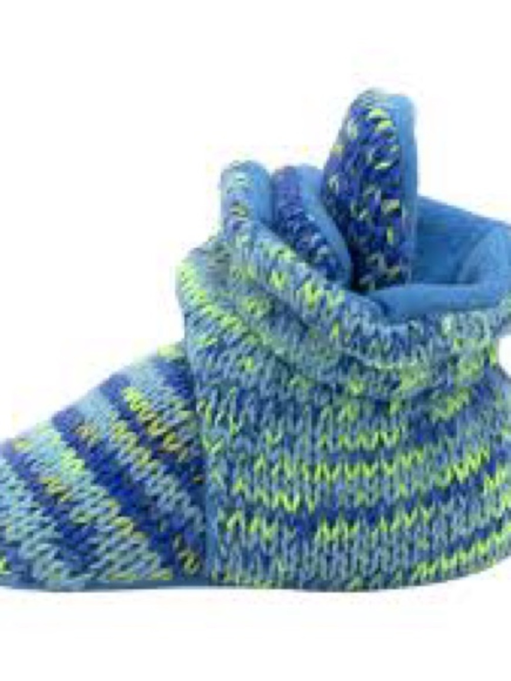 Robeez marled dean Blue and Lime Knit Baby Snap Booties